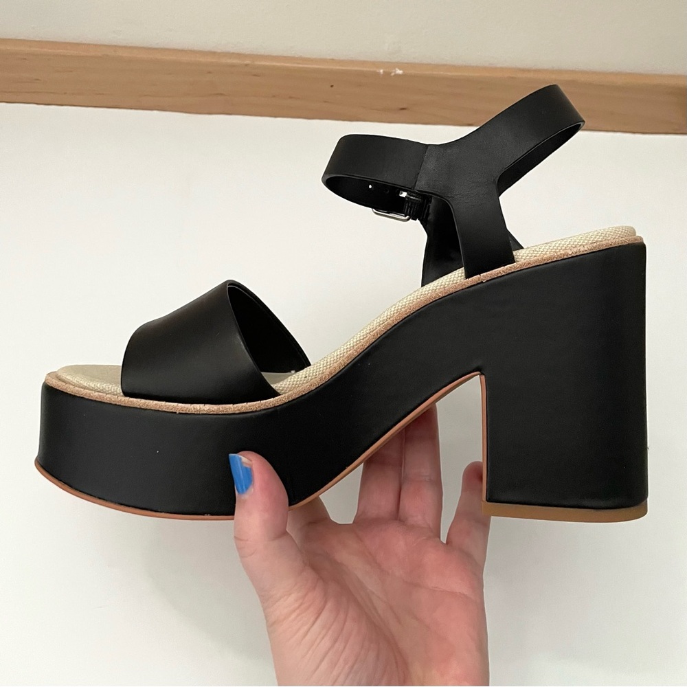 NIB Dolce Vita “Elly” black leather platform sandal size 9.5 - Picture 11 of 11